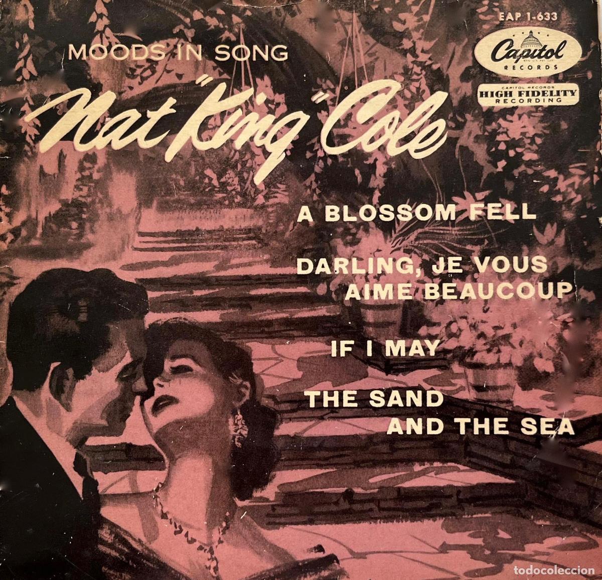 Discos de vinilo: NAT KING COLE. MOODS IN SONG. A BLOSSOM FELL + 3 TEMAS. SOLO PORTADA EP ESPA&Ntilde;A