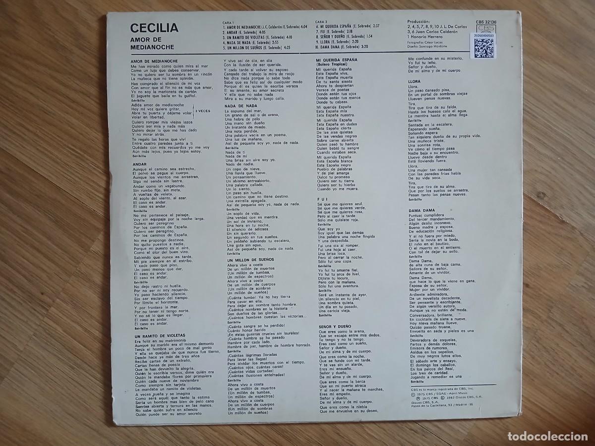 Discos de vinilo: Cecilia - Amor de medianoche - Foto 2