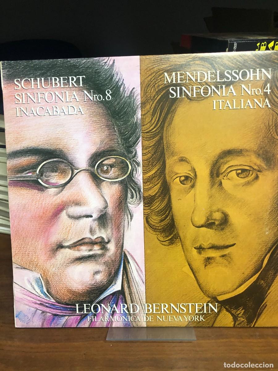 Discos de vinilo: Schubert Sinfon&iacute;a Nro. 8 / Mendelssohn Sinfon&iacute;a Nro. 4 Leonard Bernstein / Filarm&oacute;nica de Nueva York