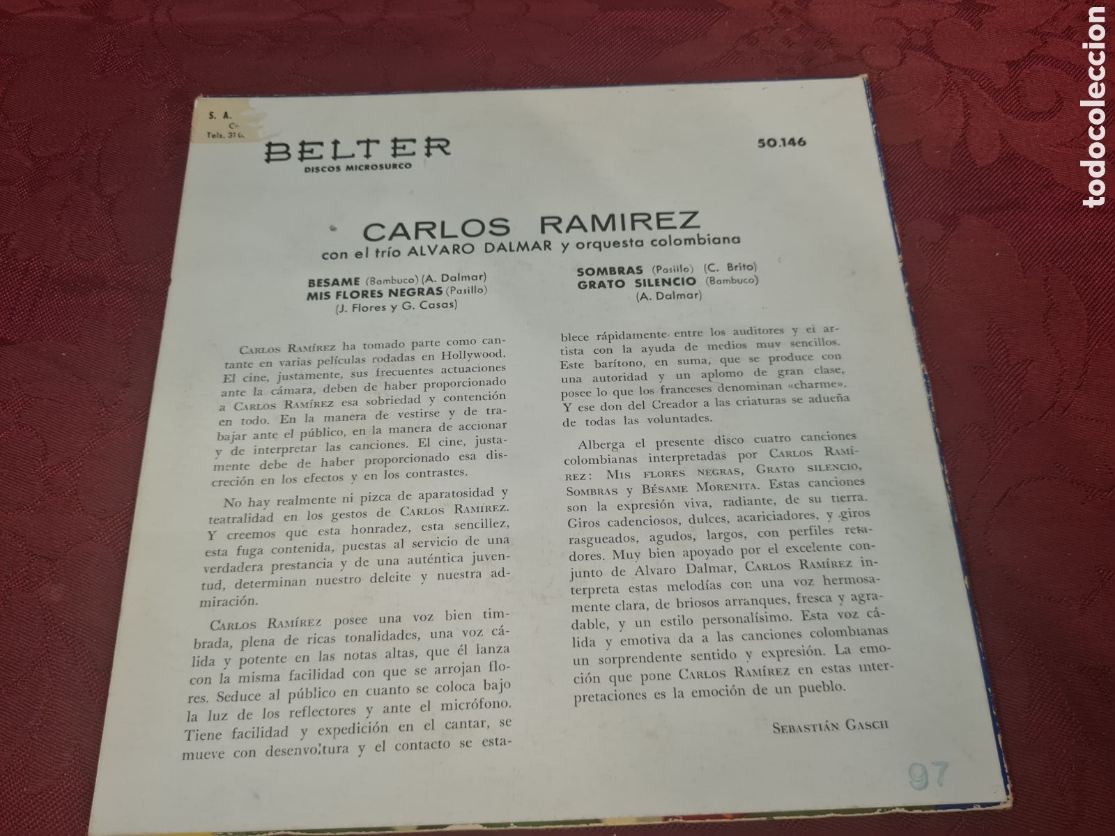 Discos de vinilo: Carlos Ram&iacute;rez (canta single 1959) - Foto 2
