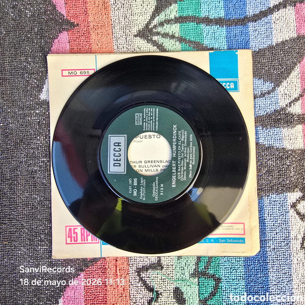 Discos de vinilo: [SINGLE] ENGELBERT HUMPERDINCK: IM A BETTER MAN - QUE HAS PUESTO EN EL CAF&Eacute; (DECCA) (1969) - Foto 2