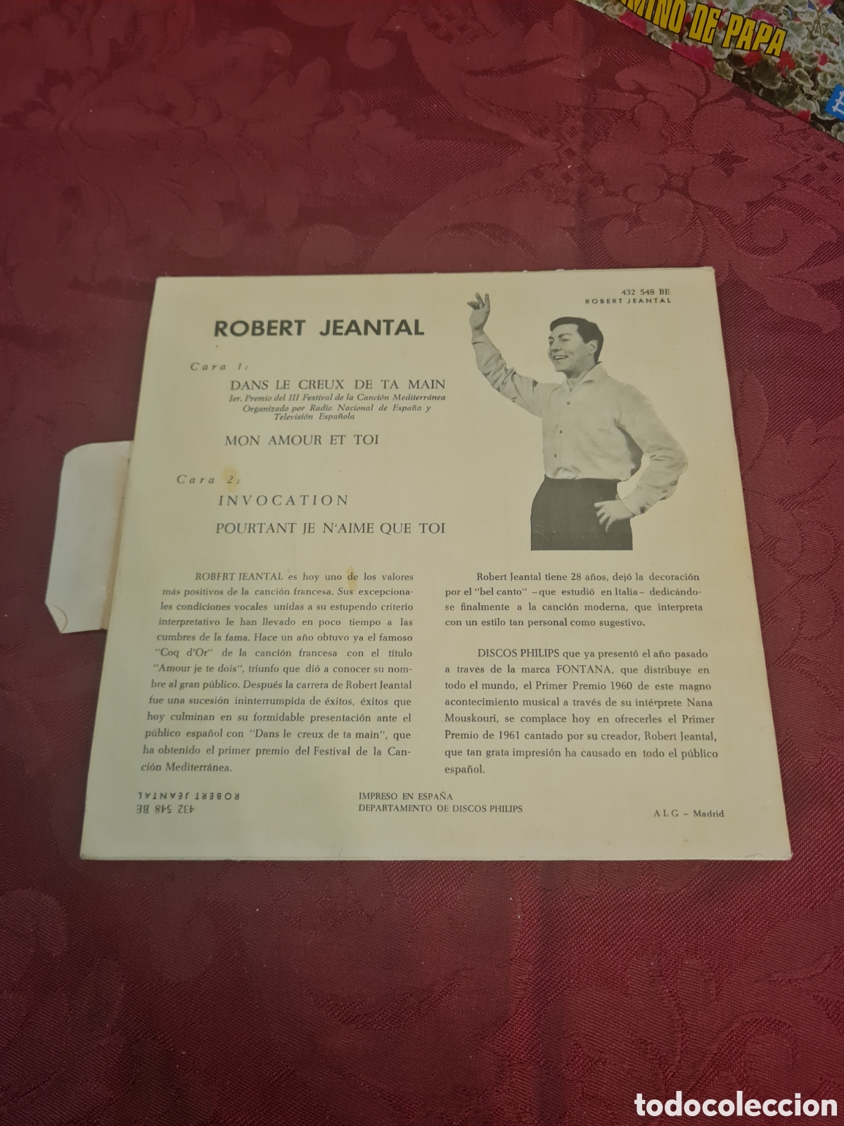 Discos de vinilo: Singels ROBERT JEANTAL a&ntilde;os 60 - Foto 2