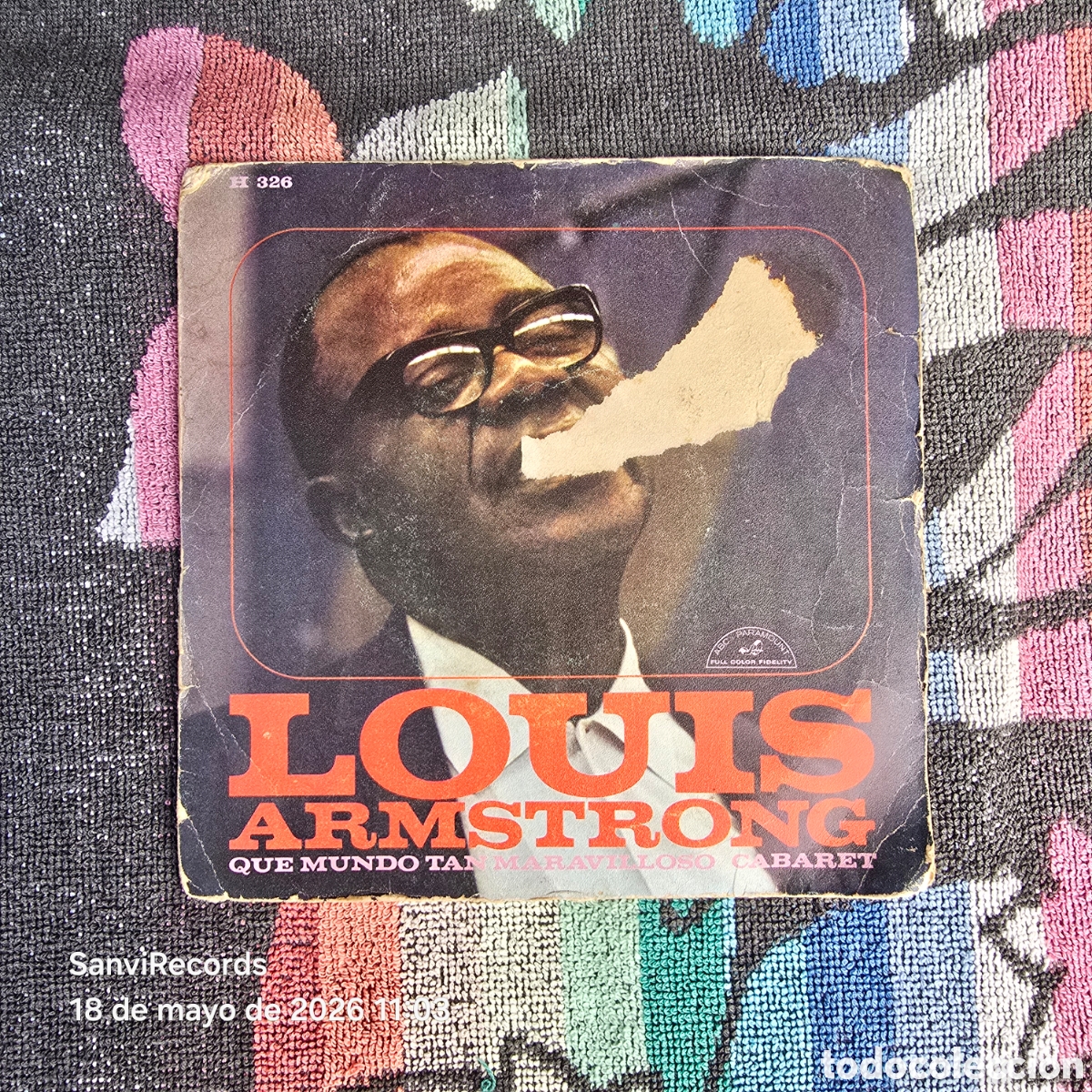 Discos de vinilo: [SINGLE] LOUIS ARMSTRONG: QUE MUNDO TAN MARAVILLOSO - CABARET (ABC, PARAMOUNT) (1968)