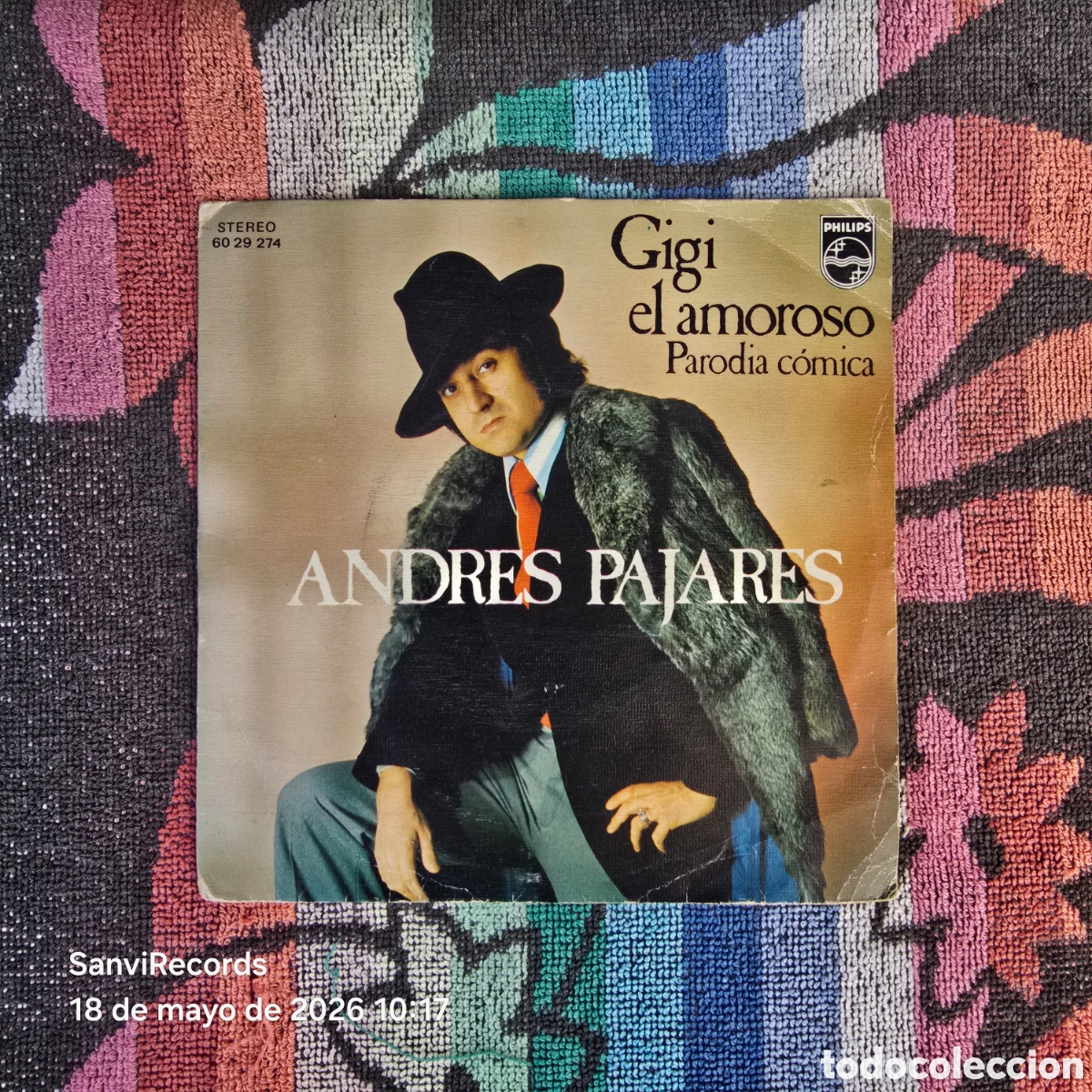 Discos de vinilo: [SINGLE] ANDR&Eacute;S PAJARES: GIGI EL AMOROSO - EL PREGONERO (PHILIPS) (1974)