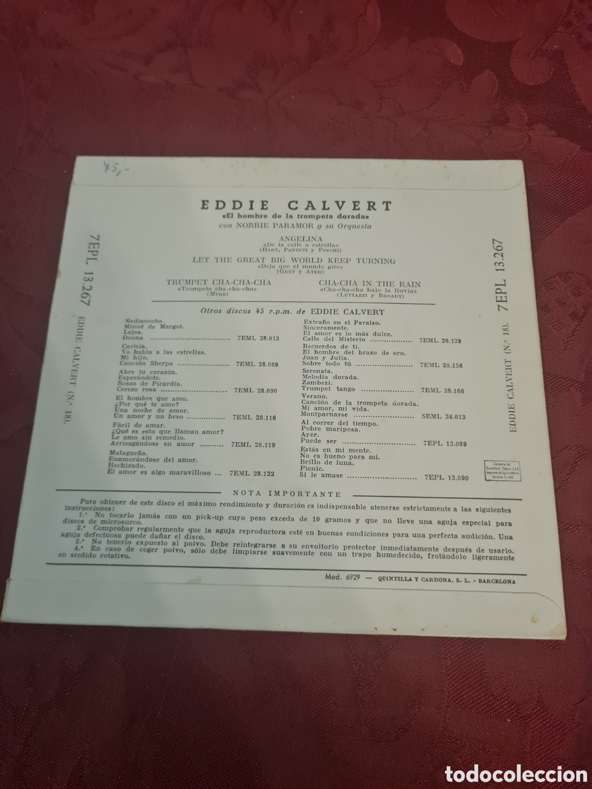 Discos de vinilo: Singels EDDIE CLVERT - Foto 2