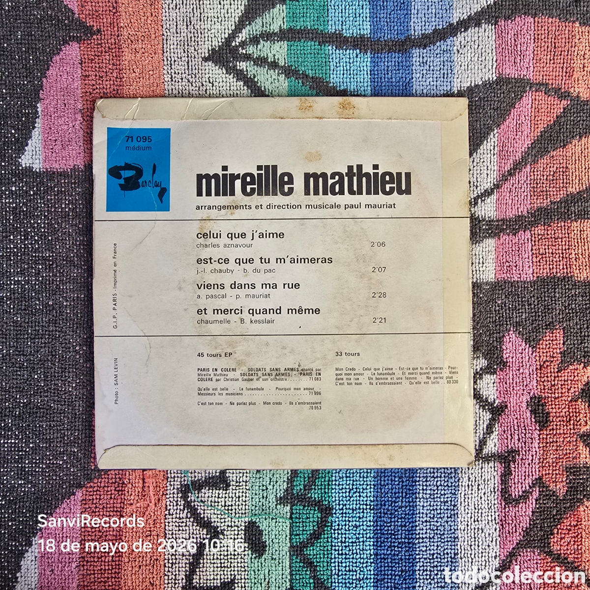 Discos de vinilo: [EP] MIREILLE MATHIEU: CELUI QUE JAIME (BARCLAY) (1966) - Foto 4