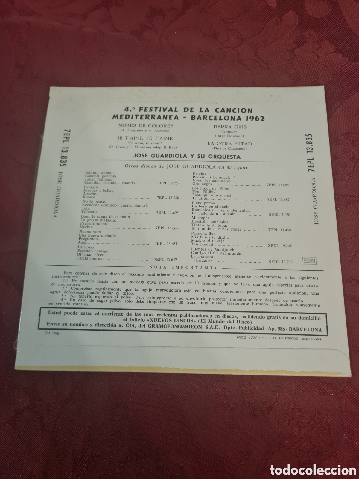 Discos de vinilo: Jos&eacute; GUARDIOLA SINGELS - Foto 2