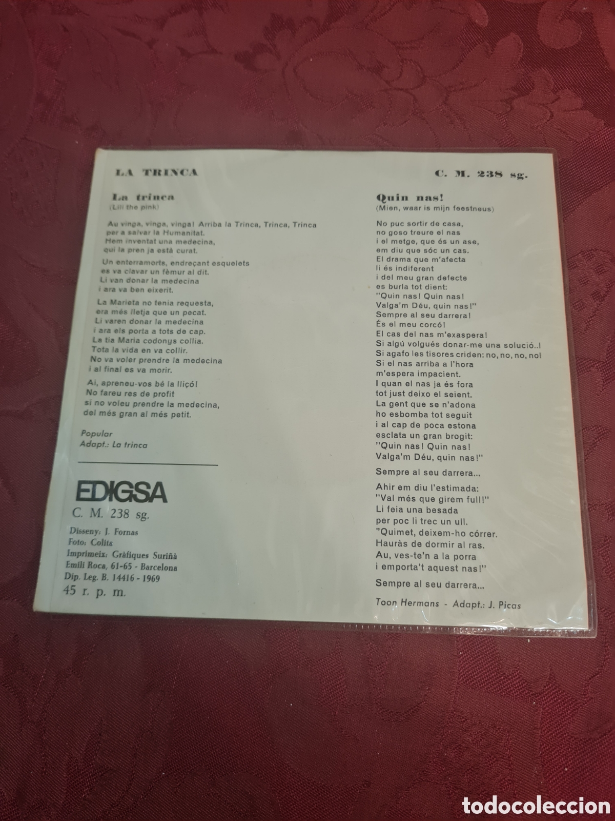 Discos de vinilo: LA TRINCA QUIN NAS! SINGELS - Foto 2