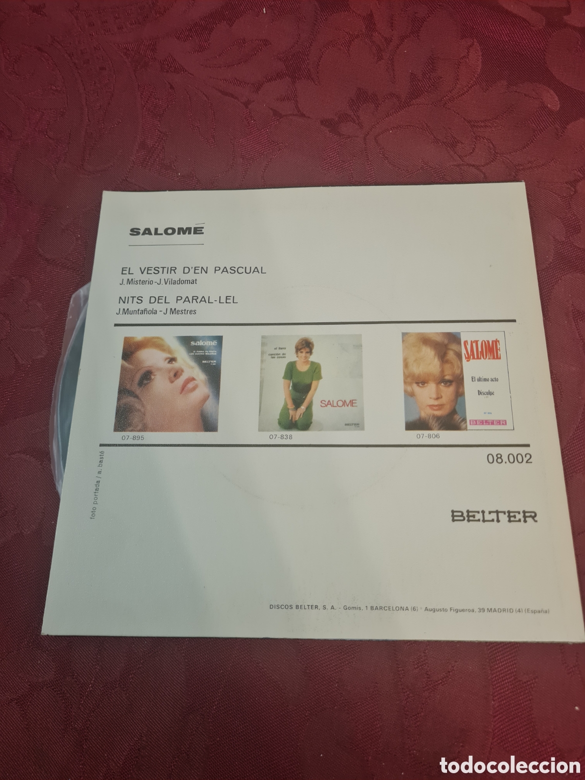 Discos de vinilo: SALOM&Eacute; SINGELS nits del paral-lel - Foto 2