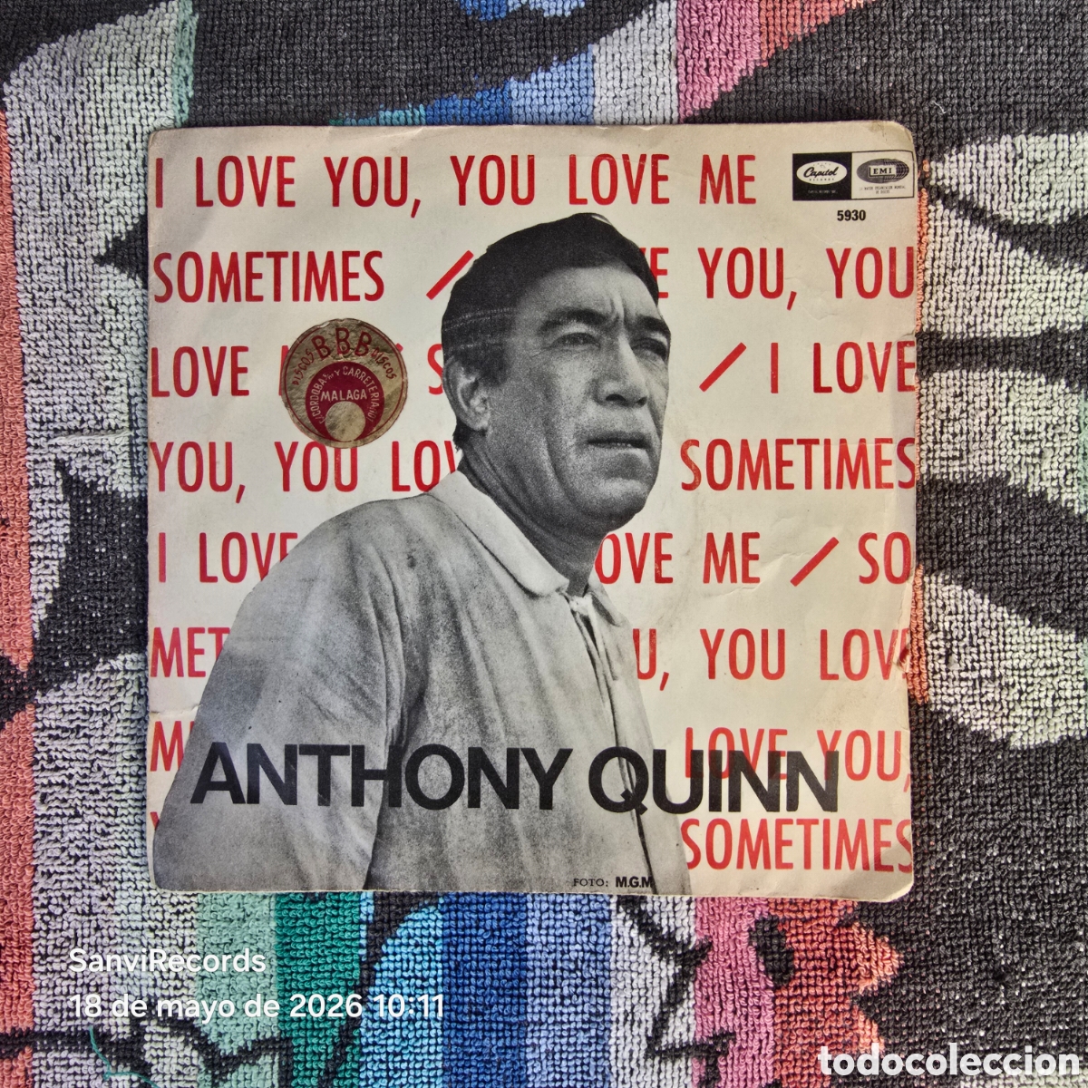 Discos de vinilo: [SINGLE] ANTHONY QUINN: I LOVE YOU, YOU LOVE ME - SOMETIMES (CAPITOL) (1967)