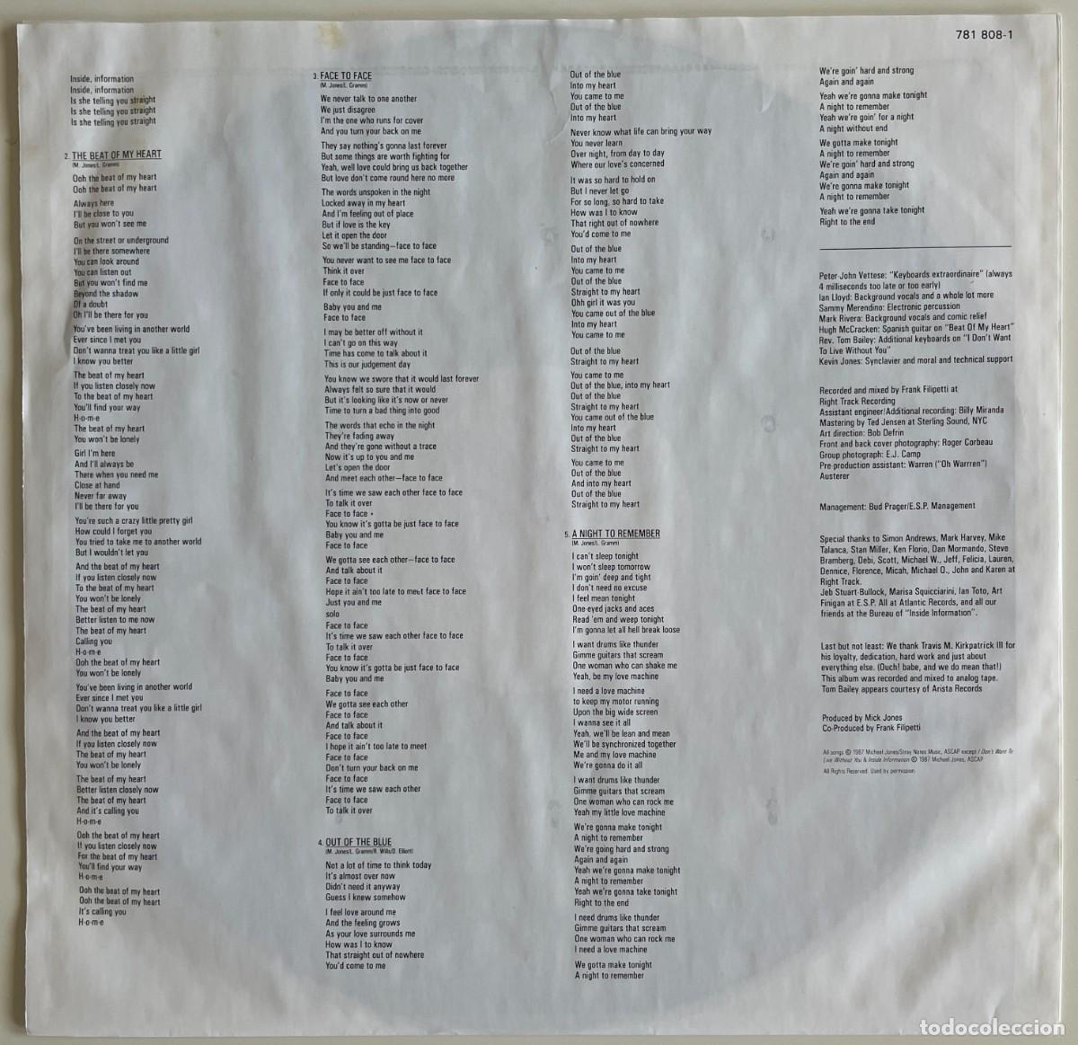 Discos de vinilo: Foreigner &ndash; Inside Information - Foto 5