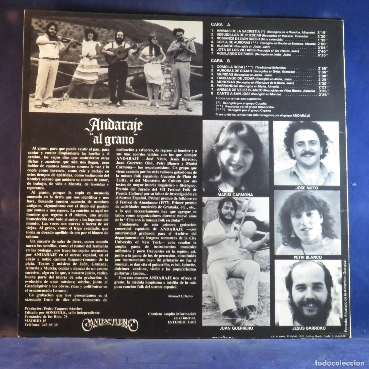 Discos de vinilo: ANDARAJE &ndash; AL GRANO - LP - Foto 2