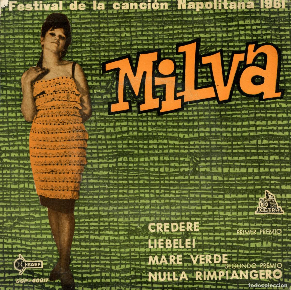 Discos de vinilo: Milva. Credere/Liebelei/Marte verde/Nulla rimpiangero. EP. Cetra. SCP-40017