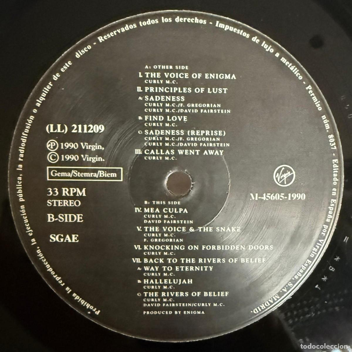 Discos de vinilo: Enigma &lrm;&ndash; MCMXC a.D.. Disco vinilo. Edic. Spain. 1990 - Foto 3