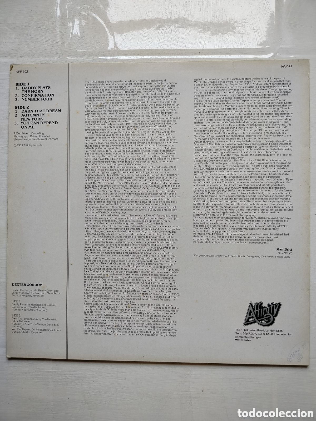 Discos de vinilo: Dexter Gordon LP 1983. - Foto 2