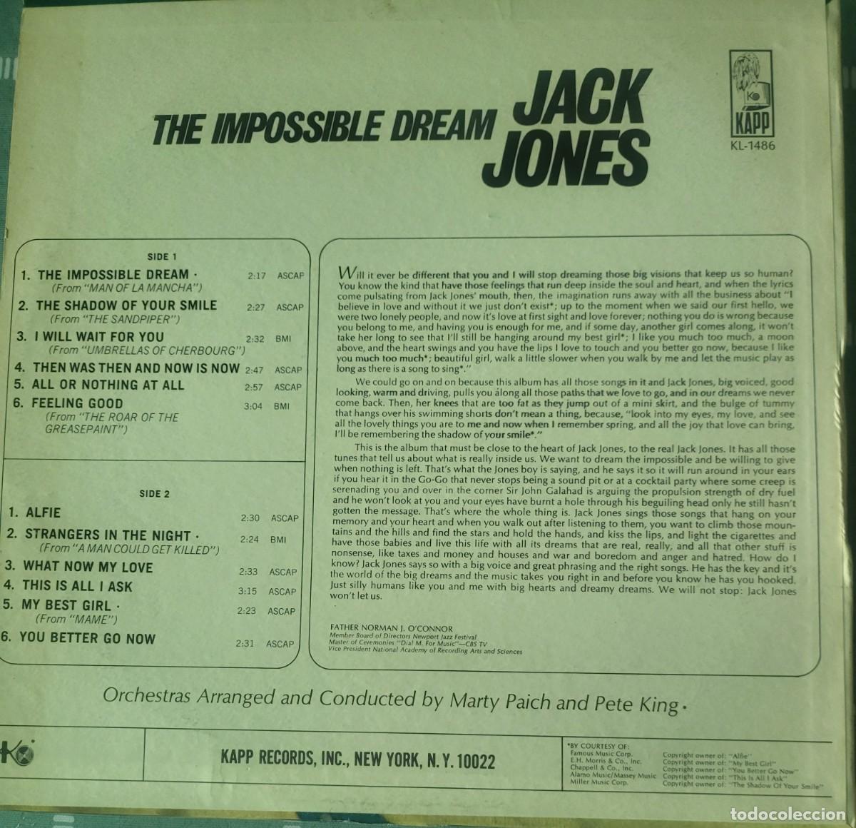Discos de vinilo: Jack Jones Lp sello Kapp editado en USA... - Foto 2