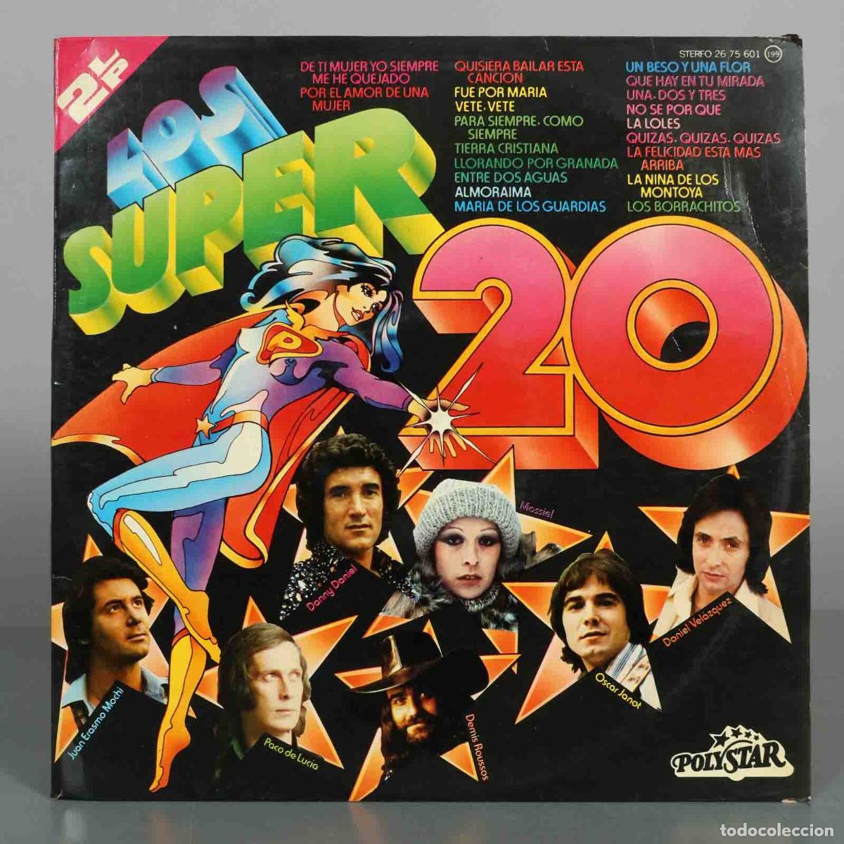 Discos de vinilo: LP. Los Super 20 - Paco de Luc&iacute;a, Danny Daniel, Massiel, Demis Roussos, Nino Bravo, Oscar Janot, Da