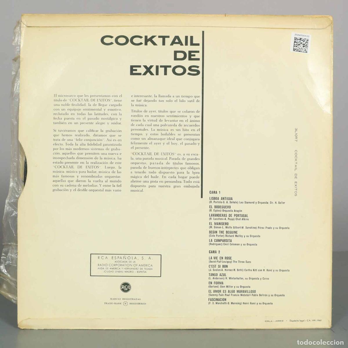 Discos de vinilo: LP. Cocktail de &eacute;xitos - Varios artistas - RCA - Foto 2