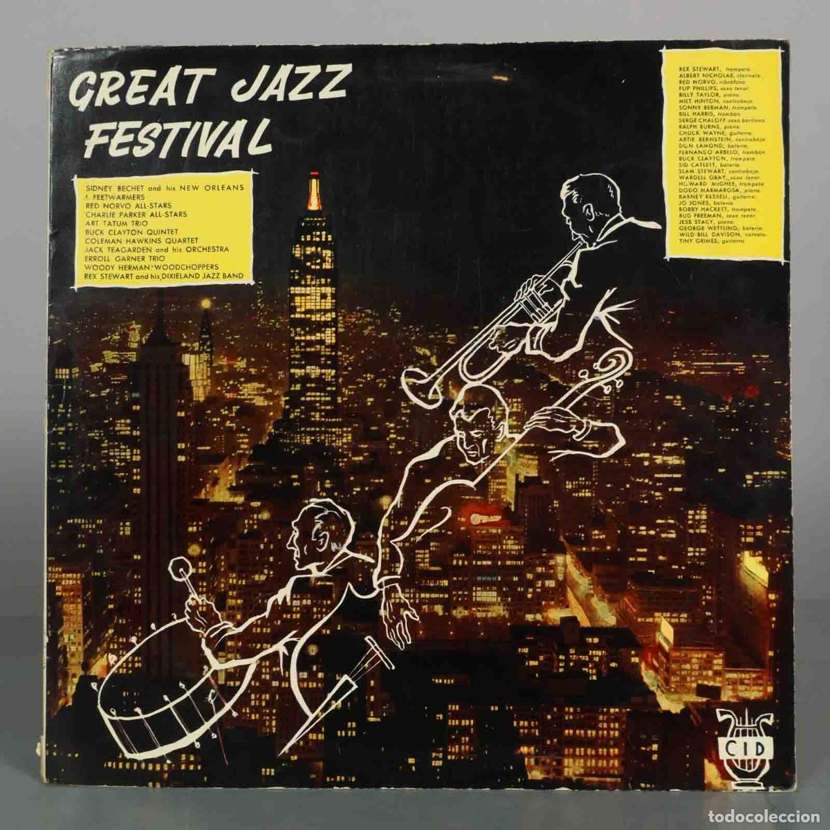 Discos de vinilo: LP. Great Jazz Festival - Sidney Bechet, Charlie Parker, Art Tatum, Coleman Hawkins, Jack Teagarden