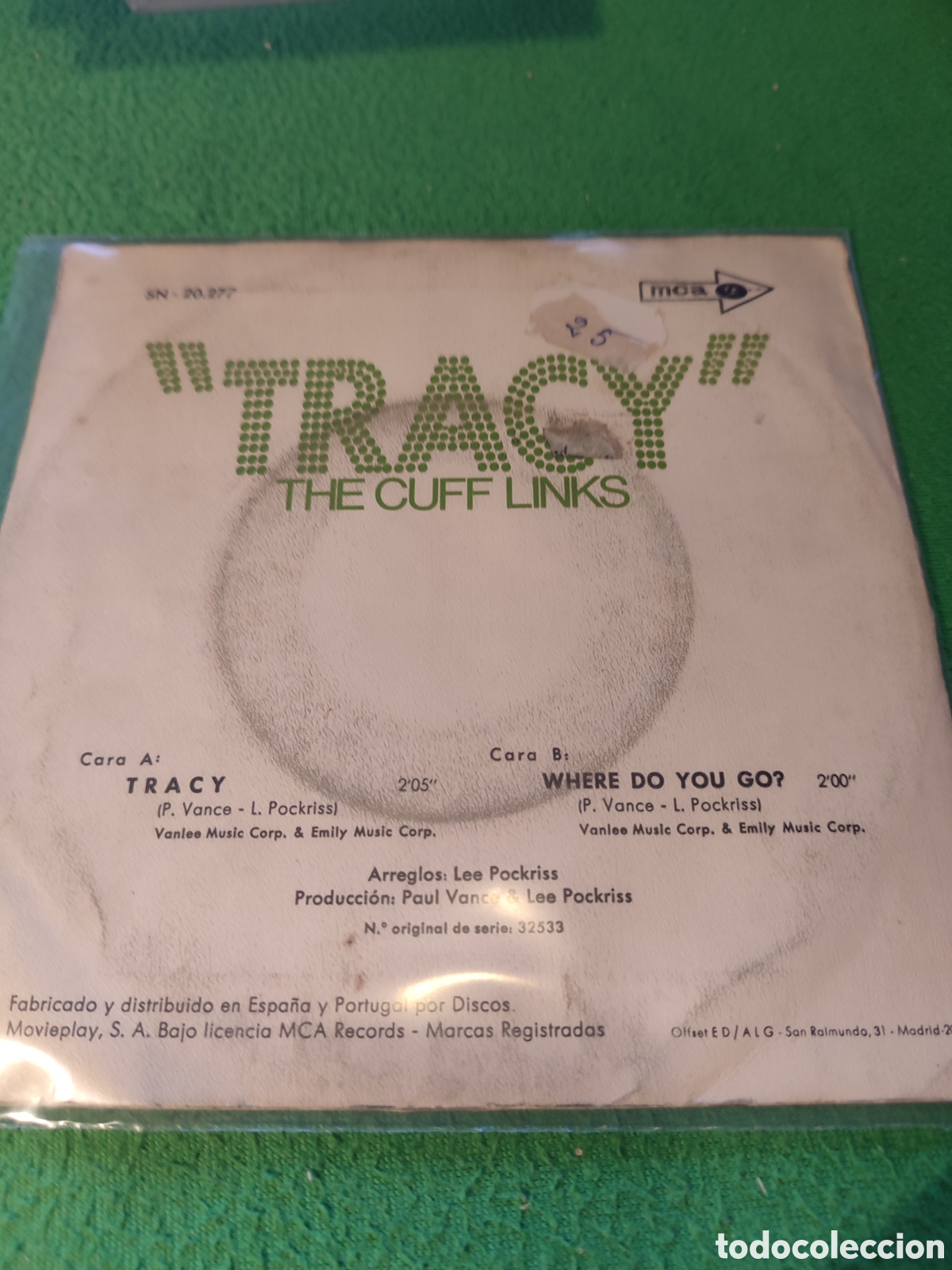 Discos de vinilo: The Cuff Links - Where do you go ? - Foto 2