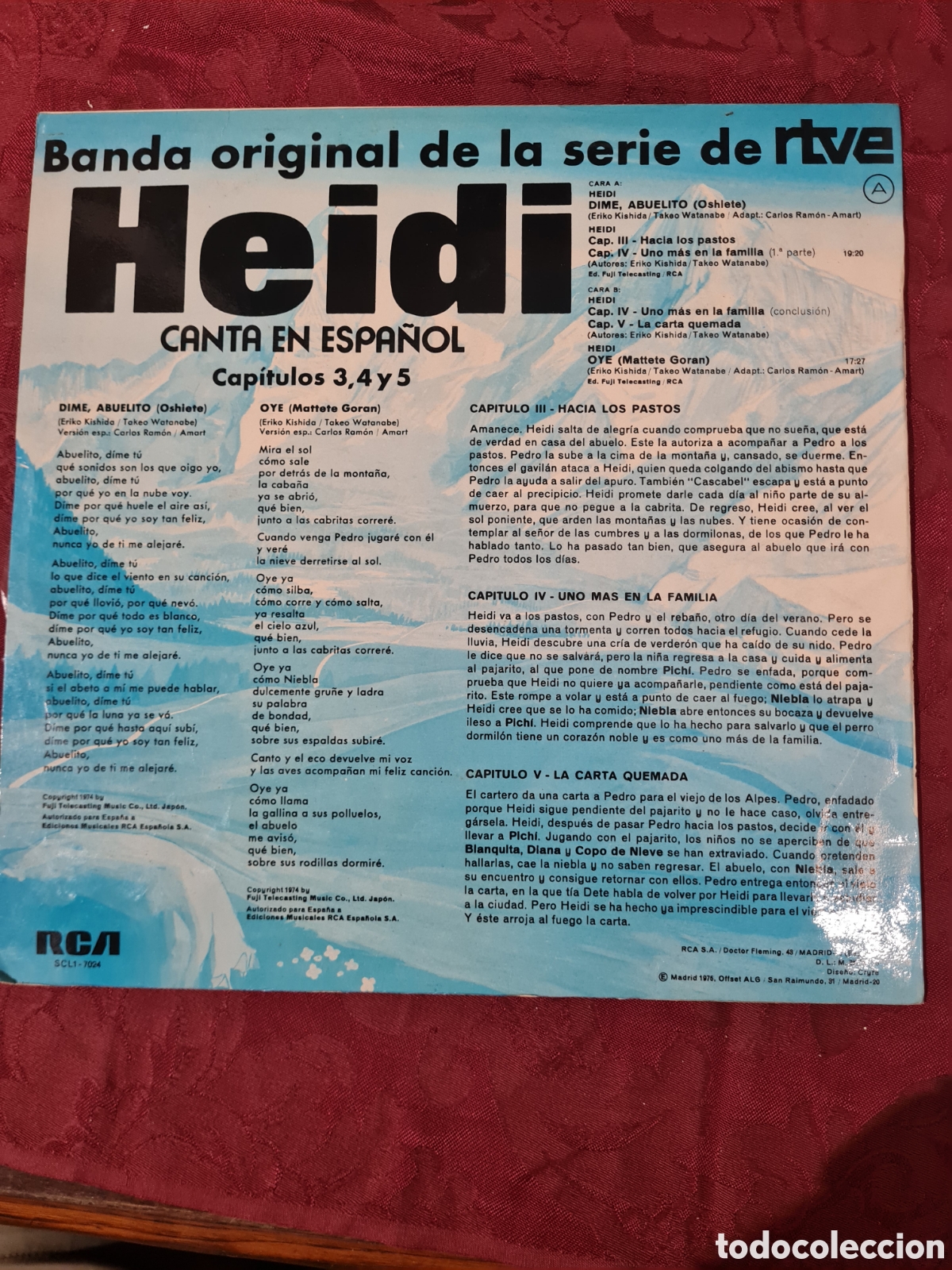 Discos de vinilo: Lp HEIDI canta en Espa&ntilde;ol cap&iacute;tulo 3,4,5 - Foto 2