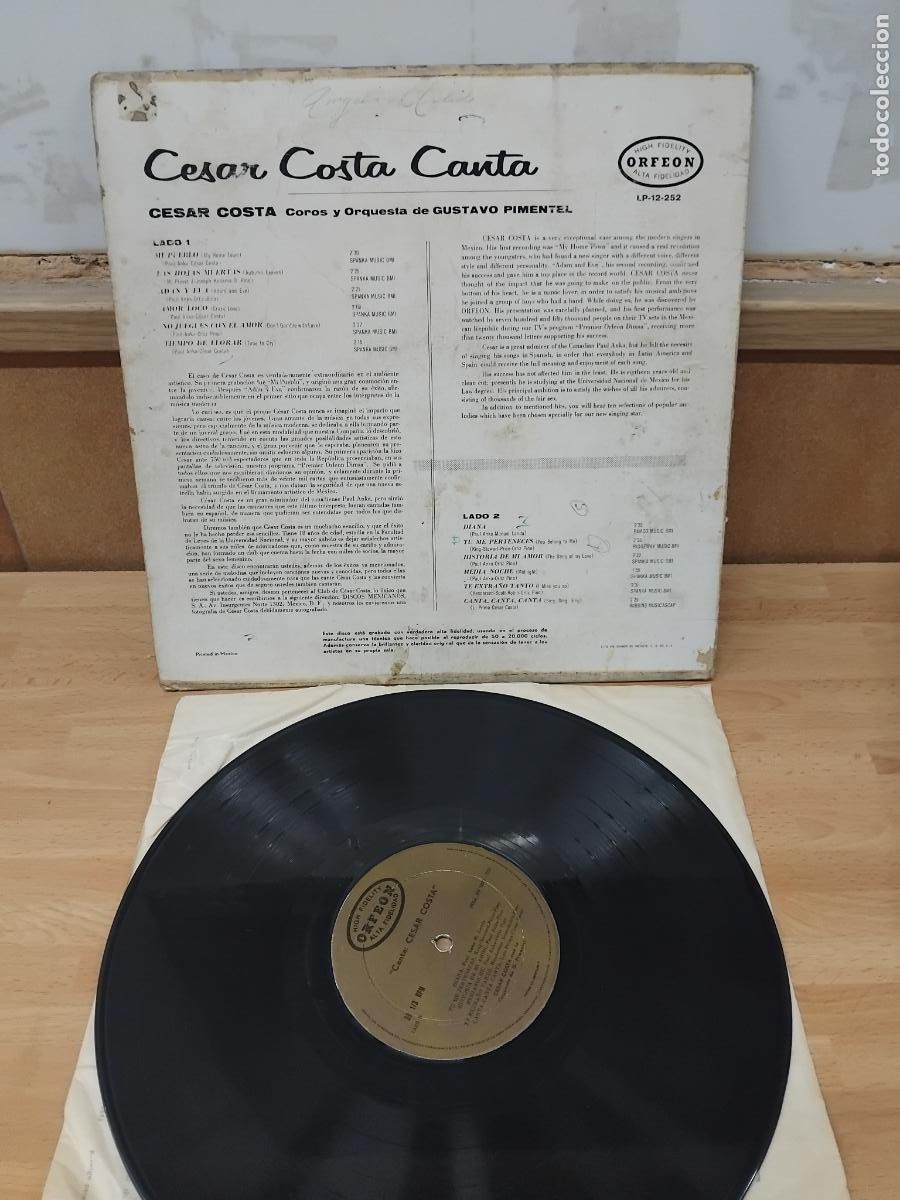 Discos de vinilo: CESAR COSTA CANTA. LP ORFEON 1961 MEXICO. - Foto 2