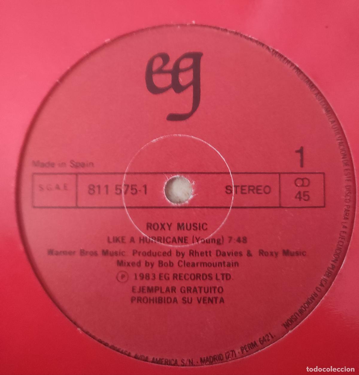 Discos de vinilo: Roxy Music &lrm;&ndash; Like A Hurricane-MAXI-ESPA&Ntilde;A-PROMOCIONAL-1983-