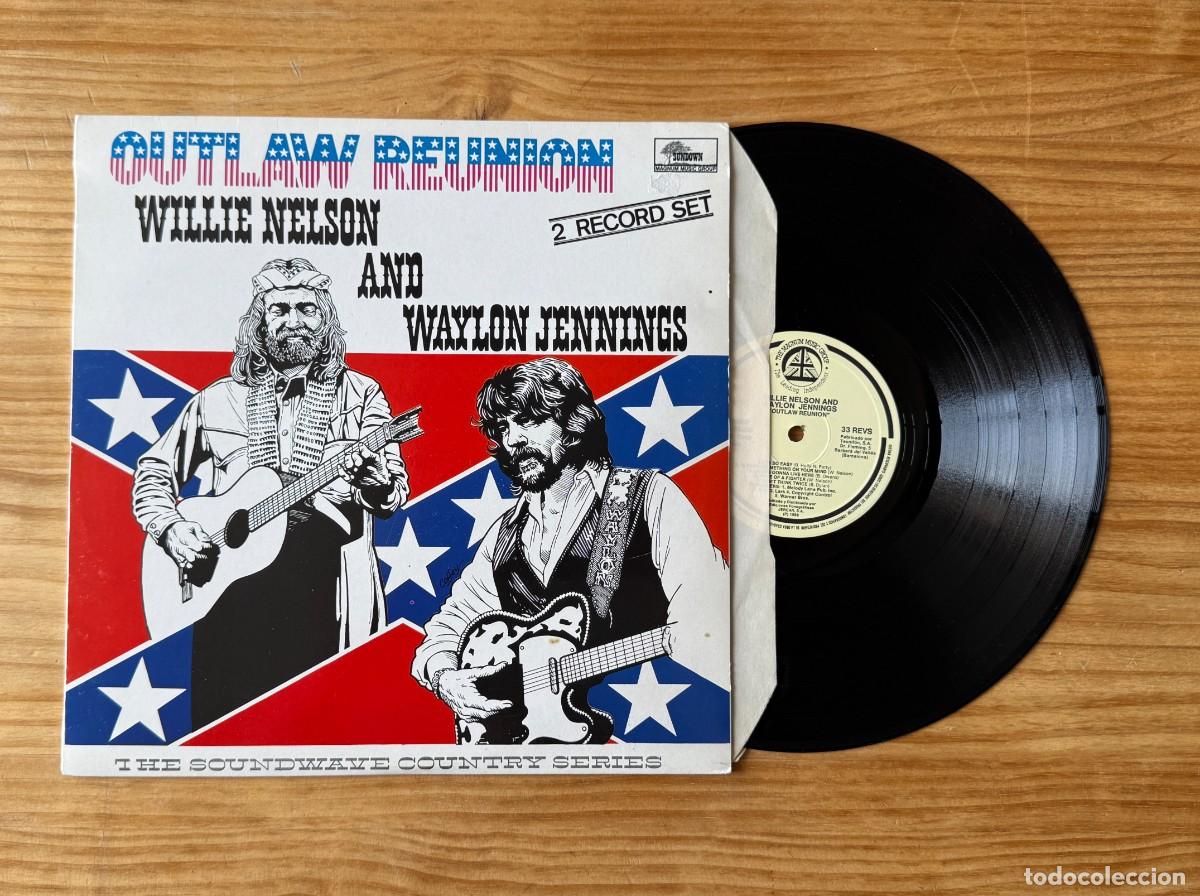 Discos de vinil: Willie Nelson, Waylon Jennings &lrm;&ndash; Outlaw Reunion. 2 LP. Spain 1988