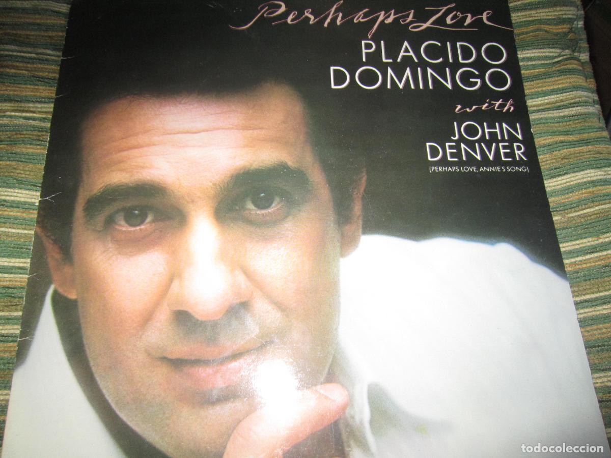 Discos de vinilo: PLACIDO DOMINGO WITH JOHN DENVER - PERHAPS LOVE LP - OR. ESPA&Ntilde;OL CBS 1981 - ENCARTE ORIGINAL
