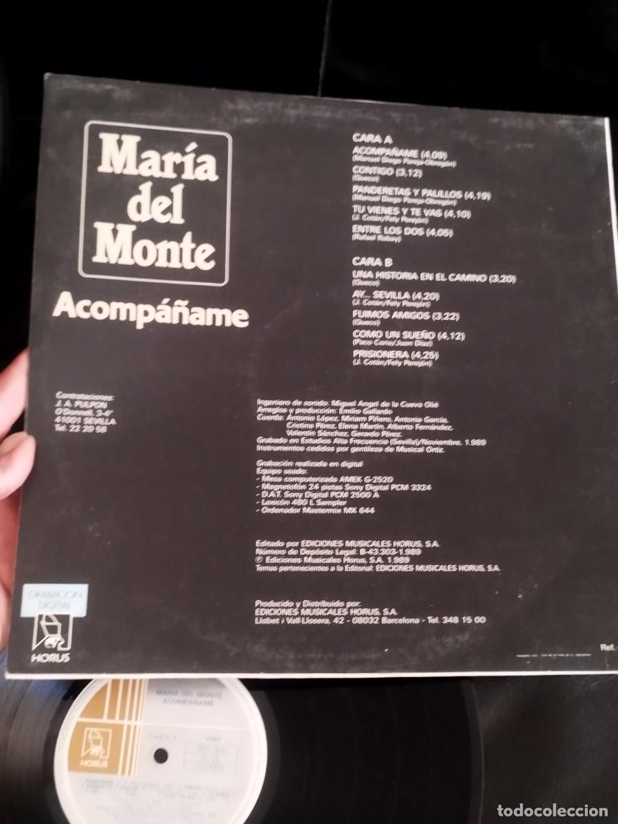 Discos de vinilo: Mar&iacute;a del Monte, Acomp&aacute;&ntilde;ame. Vinilo lp. - Foto 3