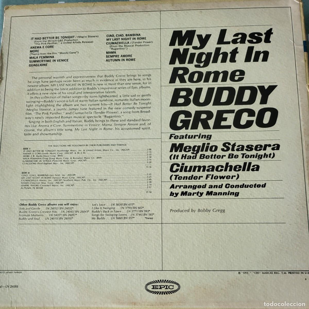 Discos de vinilo: Buddy Greco Lp sello Epic editado en USA... - Foto 2