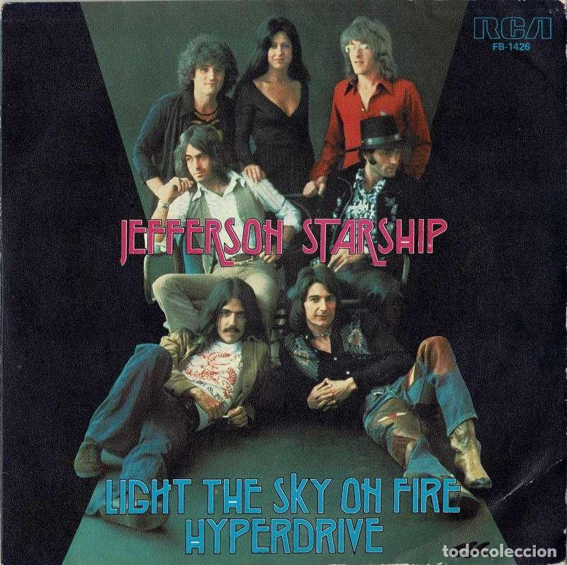 Discos de vinilo: Jefferson Starship - Light the Sky on Fire / Hiperdrive. Single