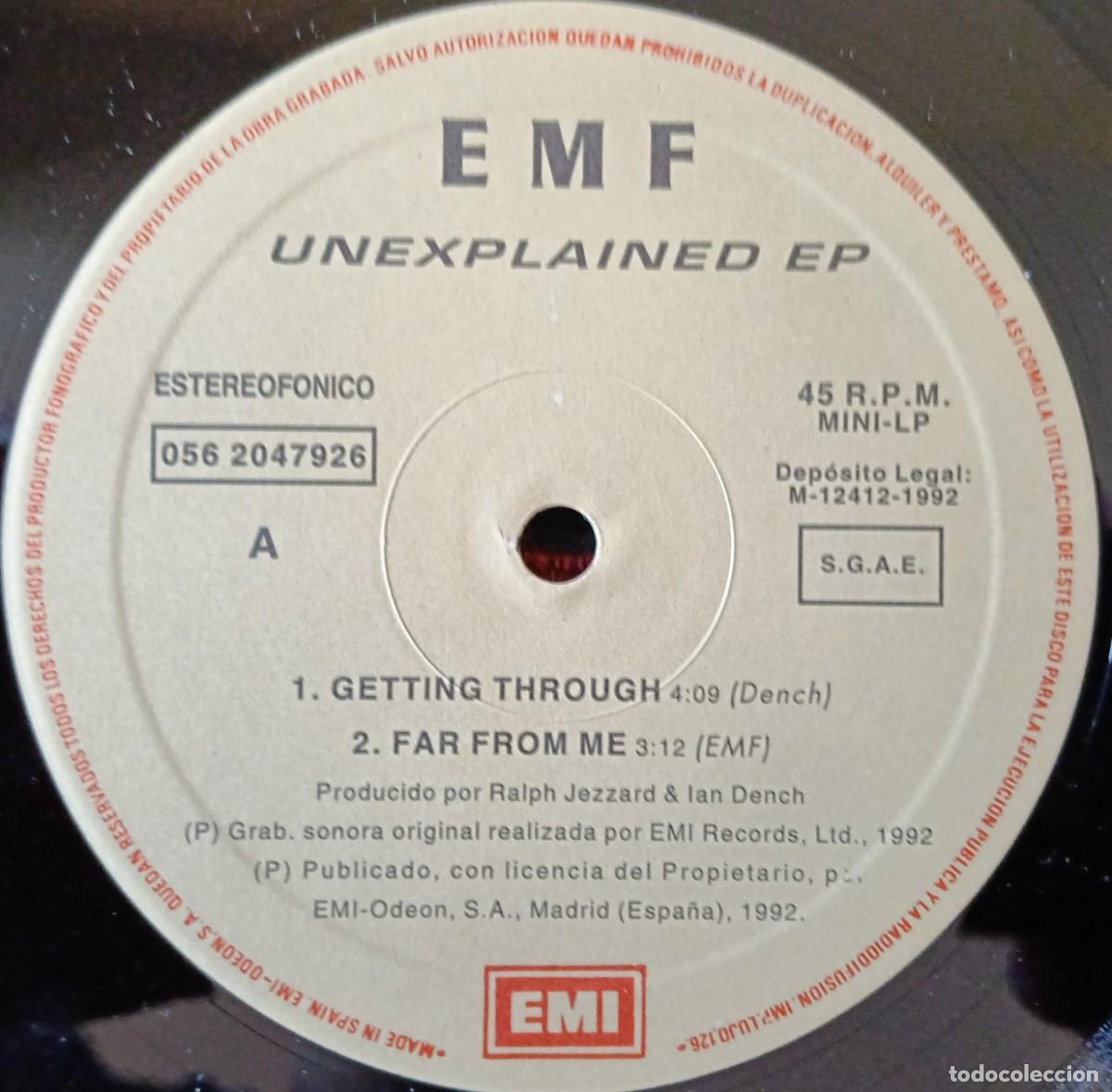 Discos de vinilo: EMF ** Unexplained EP ** MAXI SINGLE VINILO 1992 - Foto 3