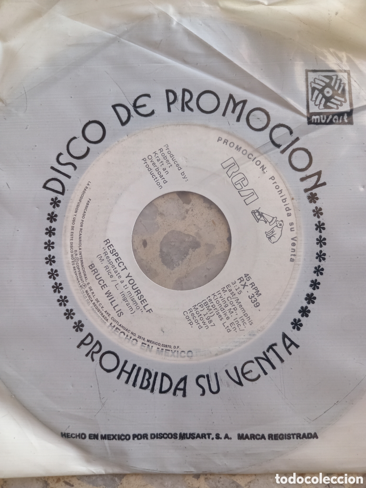Discos de vinilo: SGL RESPECT YOURSELF BRUCE WILLIS 1987 MEXICO PROMO NO PORTADA