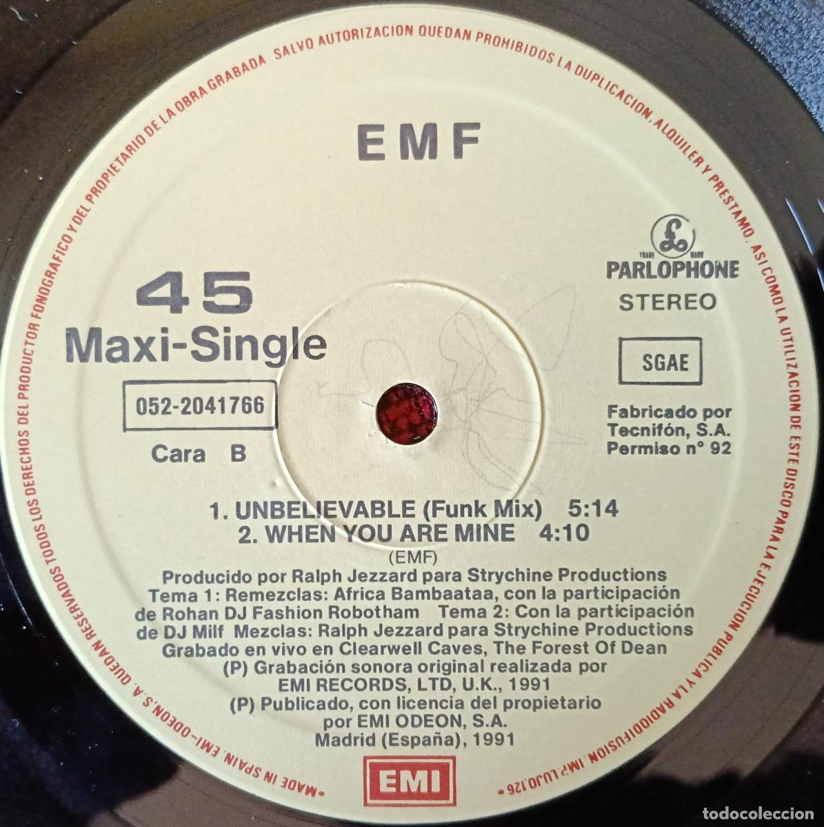 Discos de vinilo: EMF ** I Believe ** MAXI SINGLE VINILO 1991 - Foto 4