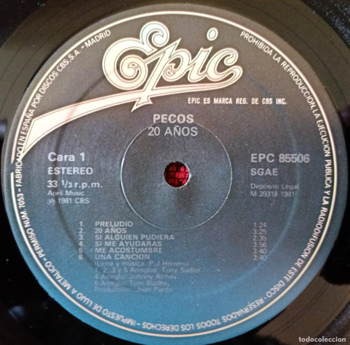 Discos de vinilo: PECOS ** 20 A&ntilde;os ** VINILO LP 1981 - Foto 3