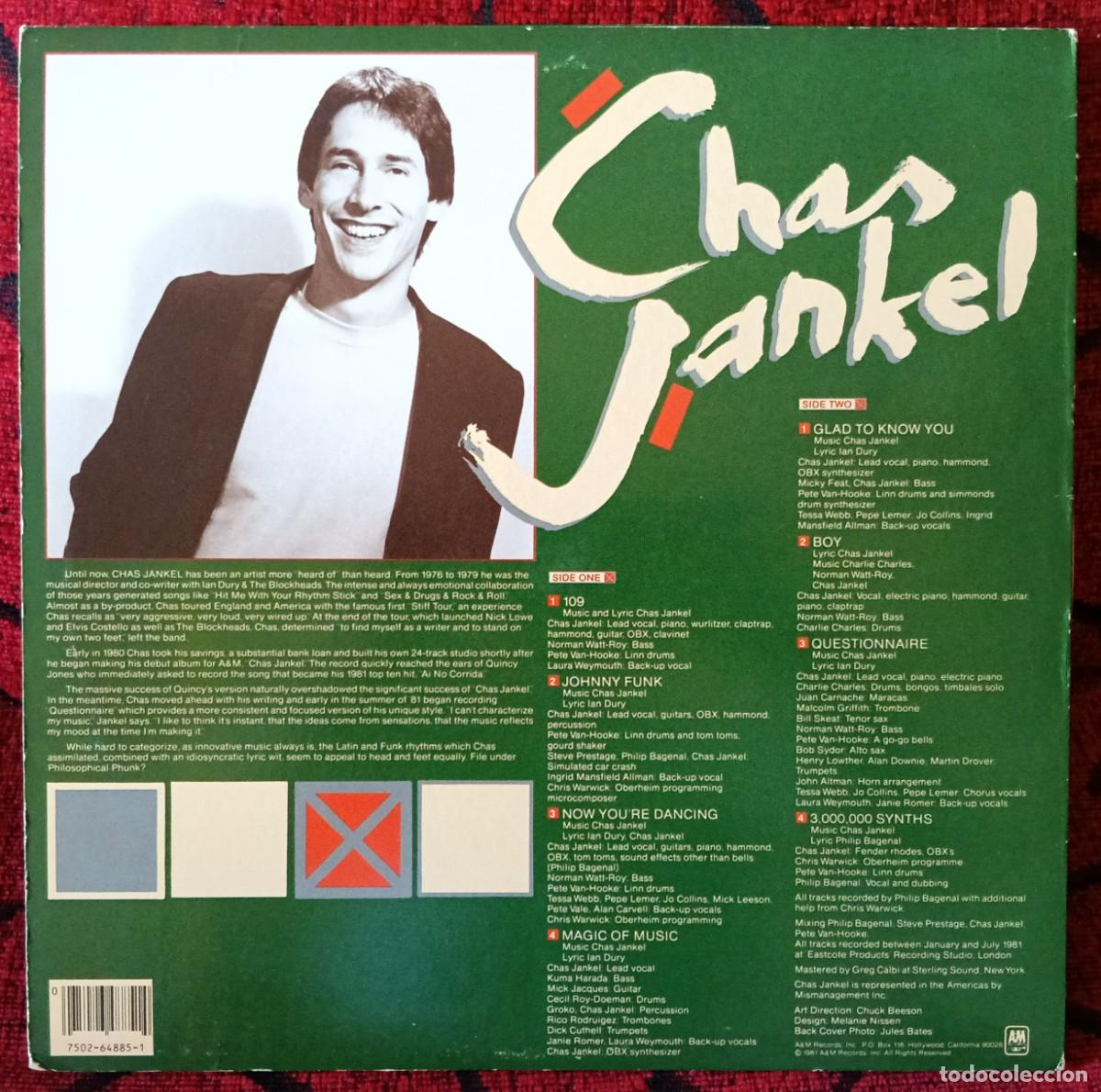Discos de vinilo: CHAS JANKEL ** Questionnaire ** VINILO LP 1982 USA - Foto 2