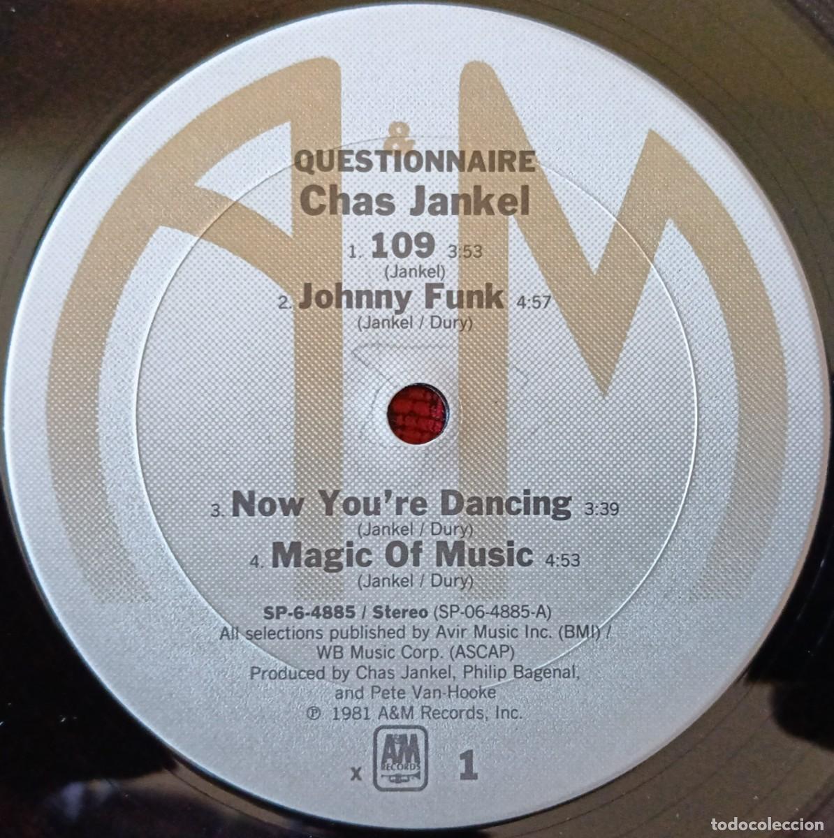Discos de vinilo: CHAS JANKEL ** Questionnaire ** VINILO LP 1982 USA - Foto 3