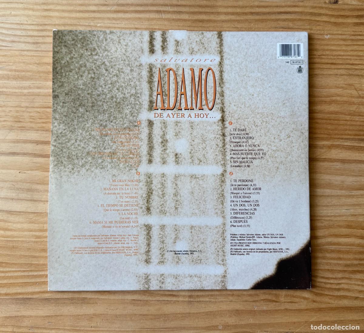 Discos de vinilo: Adamo &ndash; De Ayer A Hoy. Spain 1993 - Foto 3