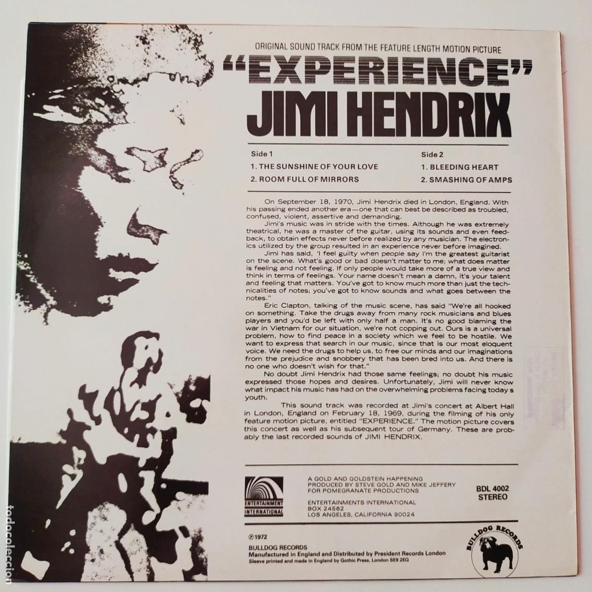 Discos de vinilo: JIMI HENDRIX- EXPERIENCE- UK LP 1979- DISCO COMO NUEVO. - Foto 2
