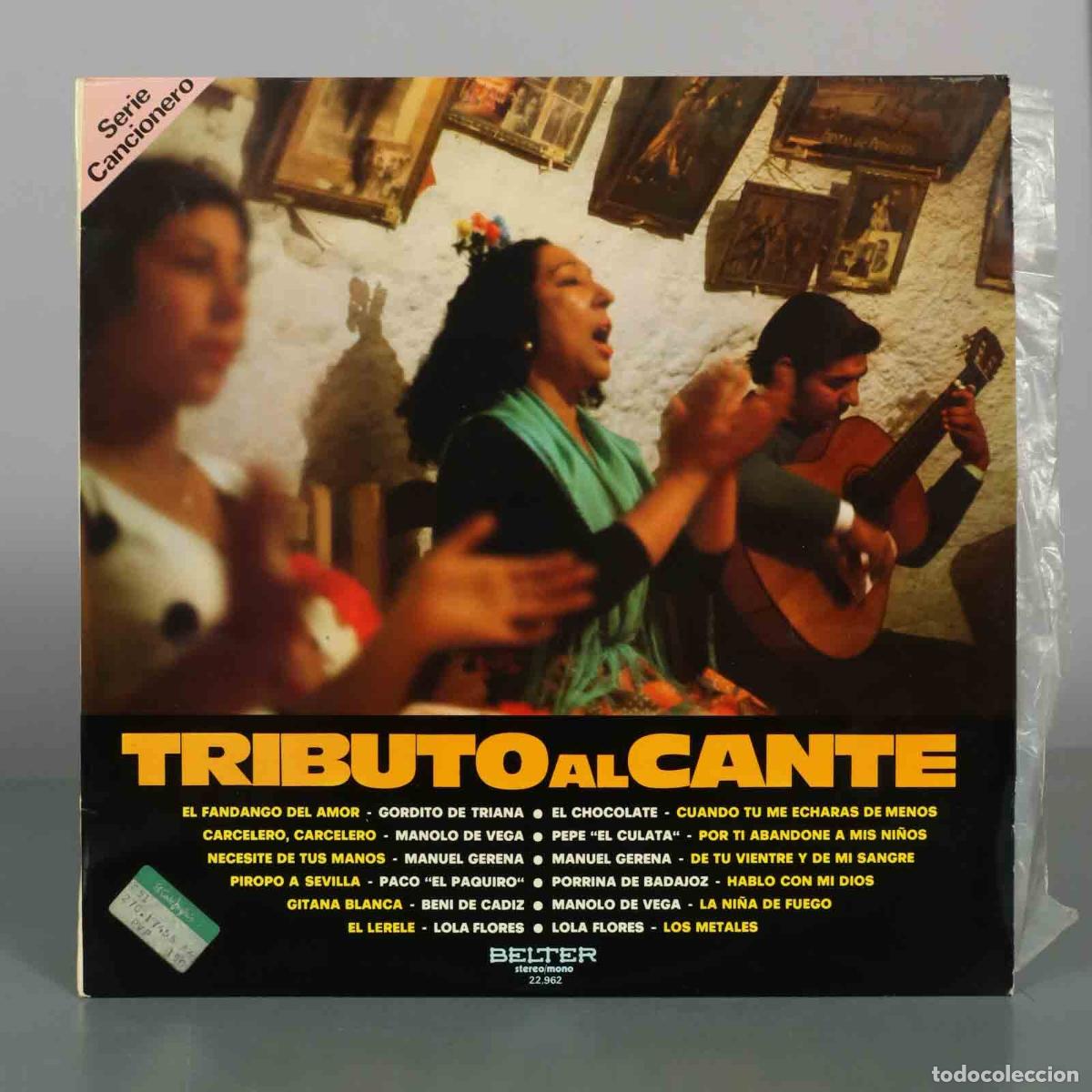 Discos de vinilo: LP. Tributo al Cante - de Triana, Manolo de Vega, Beni de C&aacute;diz, Lola Flores, Porrina de Badajoz