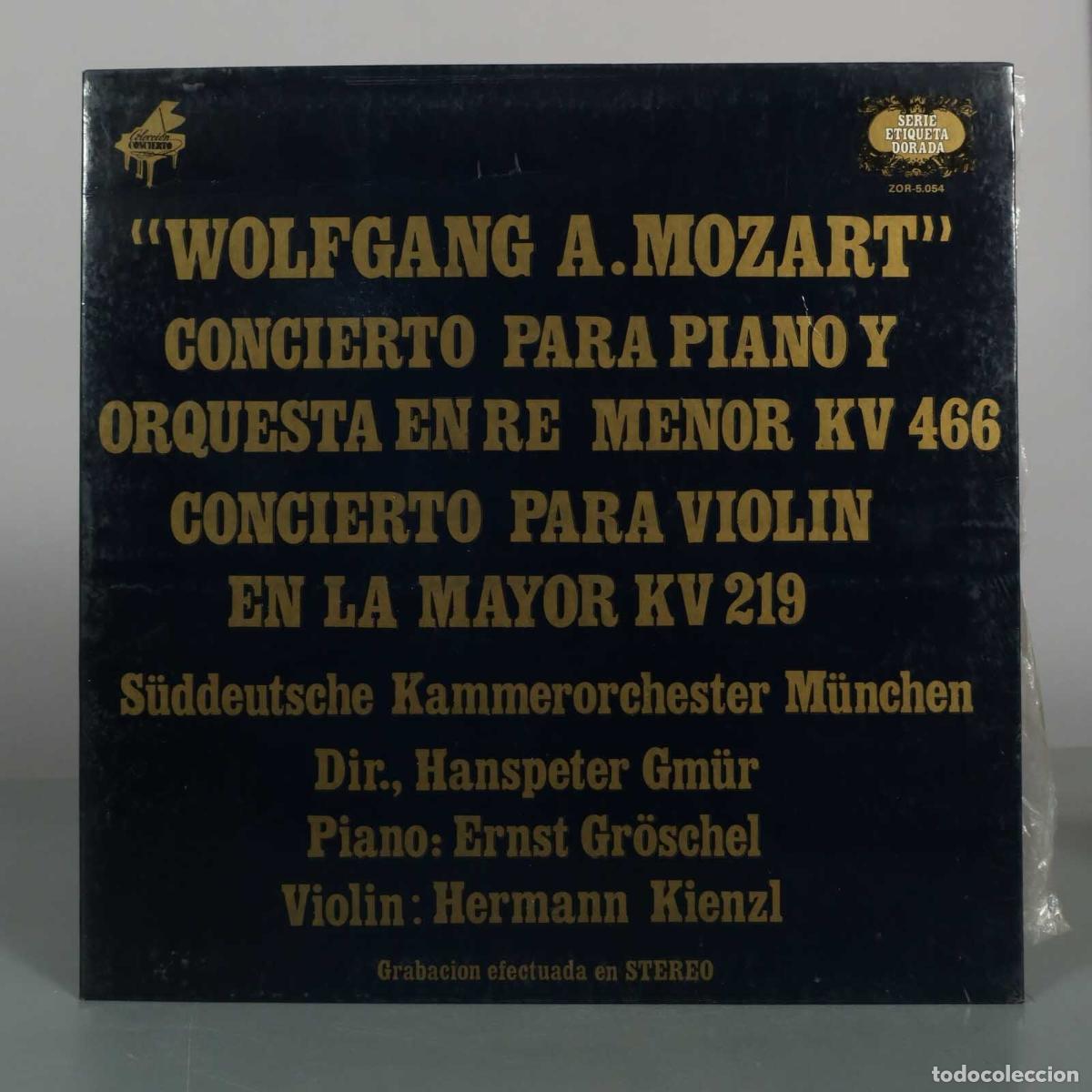 Discos de vinilo: LP. Mozart - Concierto para Piano KV 466, Concierto para Viol&iacute;n KV 219 - Hanspeter Gm&uuml;r, Ern