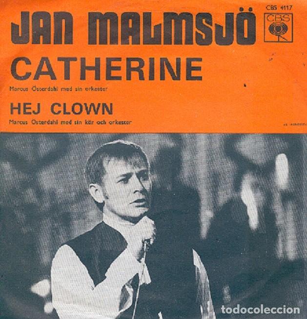 Discos de vinilo: Jam Malmsj&ouml; - Hej Clown; Catherine &ndash; CBS 4117 (Ed. Sueca) &ndash; 1969