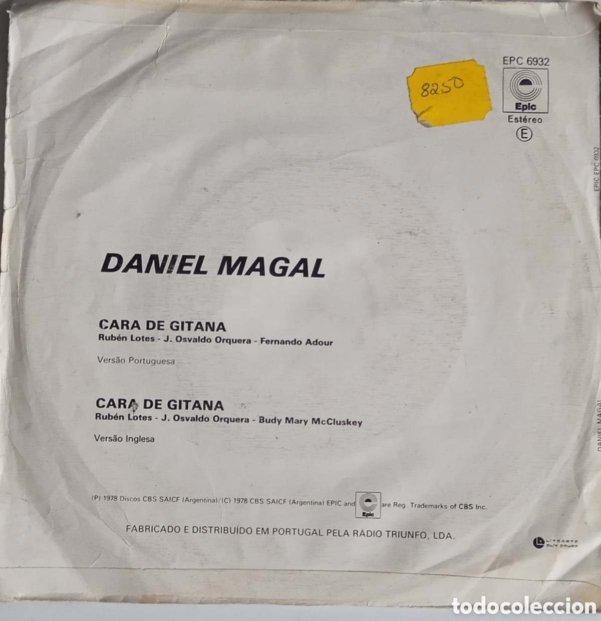 Discos de vinilo: DANIEL MAGAL - Cara de gitana (1978) disco de vinilo single - Foto 2