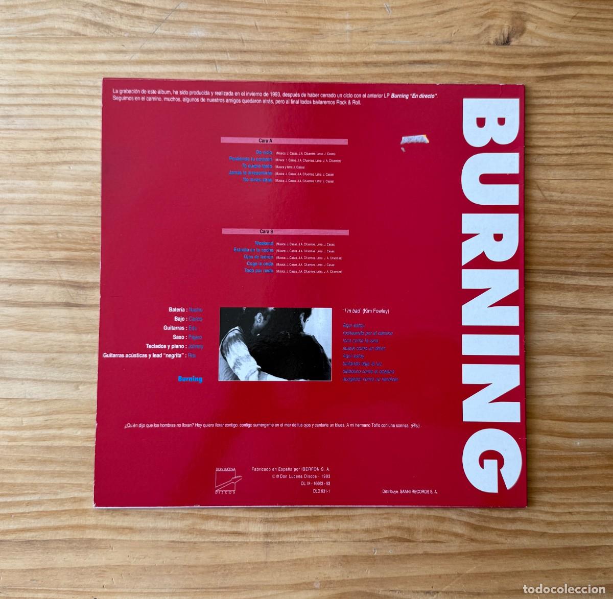 Discos de vinilo: Burning &lrm;&ndash; No Mires Atr&aacute;s. Spain 1993 - Foto 2