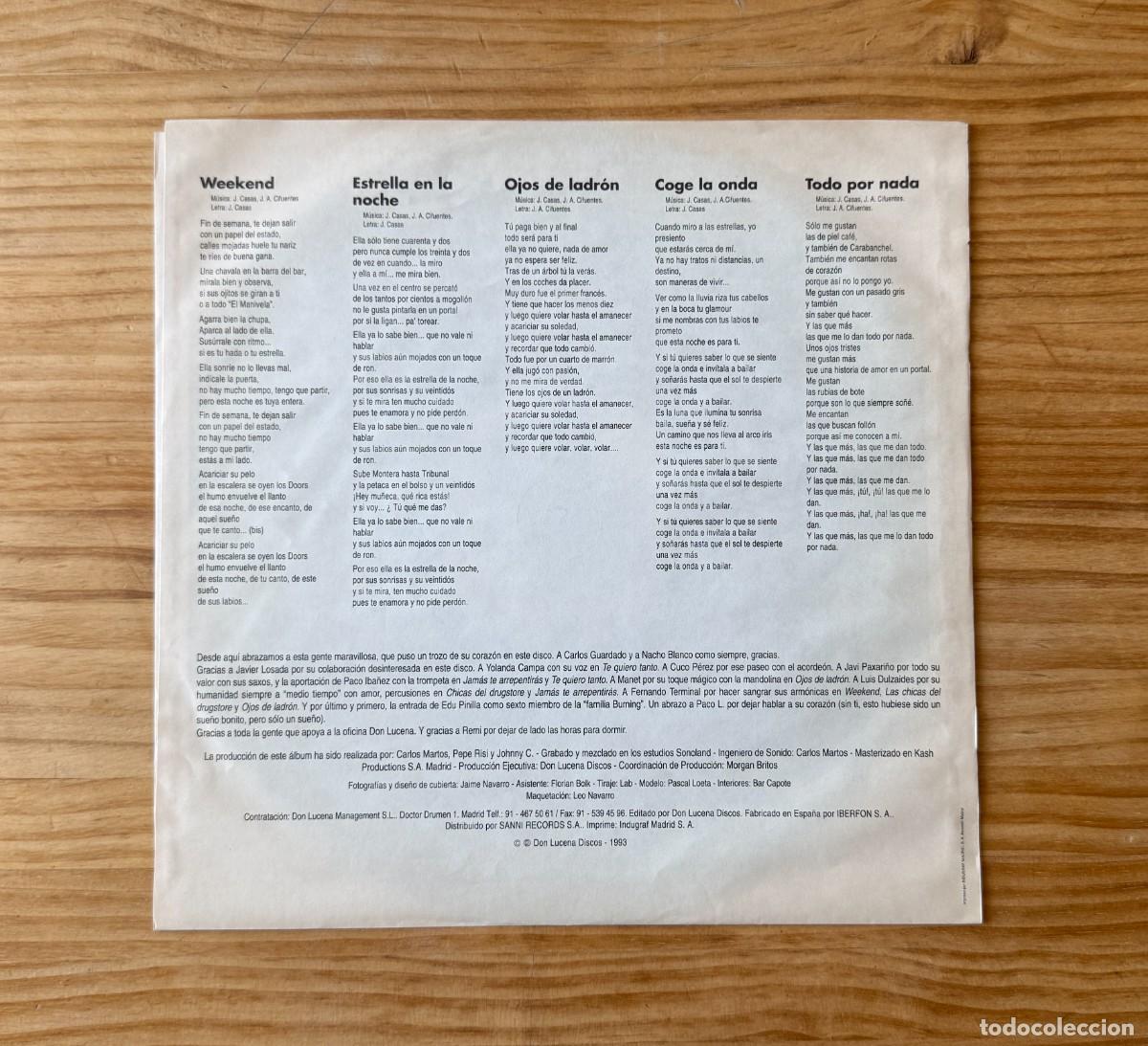 Discos de vinilo: Burning &lrm;&ndash; No Mires Atr&aacute;s. Spain 1993 - Foto 4