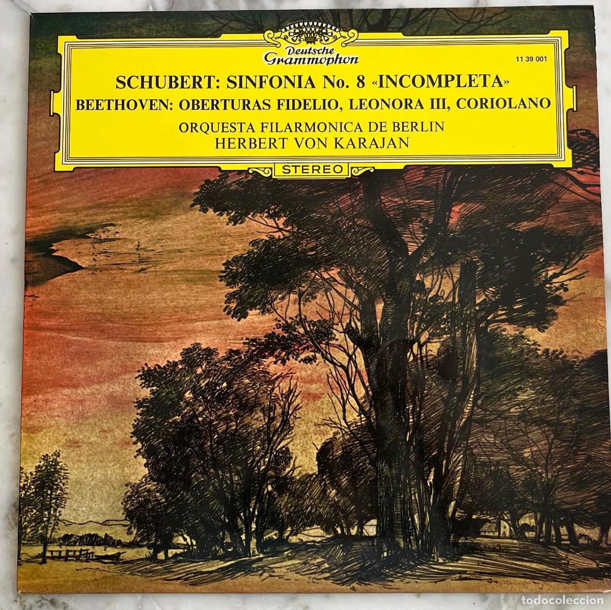 Discos de vinilo: SCHUBERT. SINFONIA N&ordm;8. INCOMPLETA. BEETHOVEN. OBERTURAS . HERBERT VON KARAJAN. LP ESPA&Ntilde;A 1977
