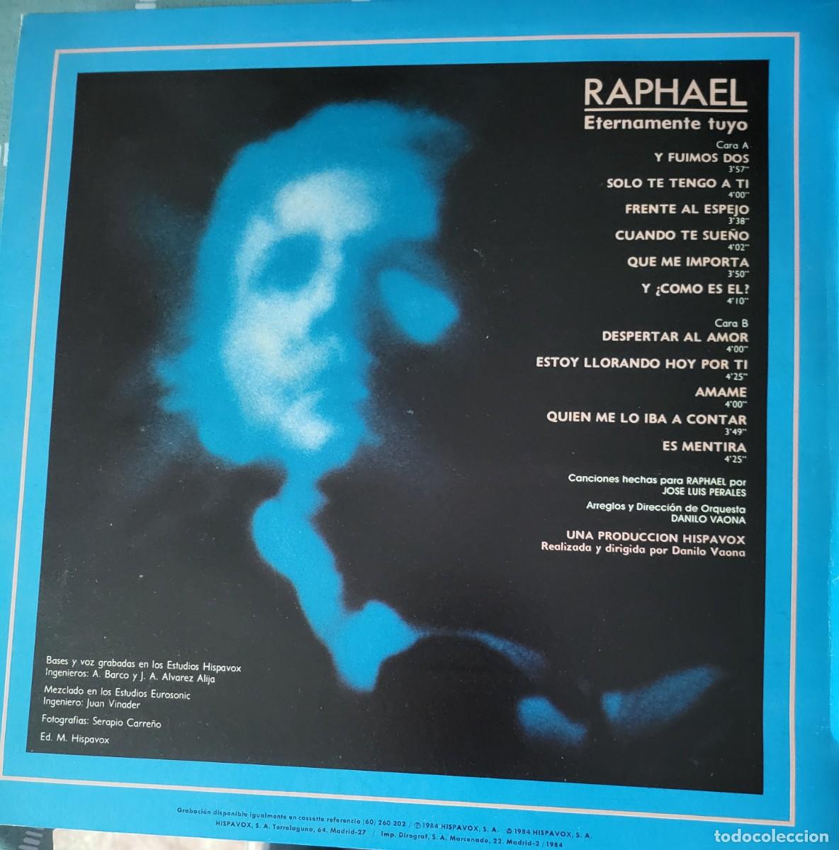 Discos de vinilo: Raphael Lp sello Hispavox editado en Espa&ntilde;a a&ntilde;o 1984... - Foto 2