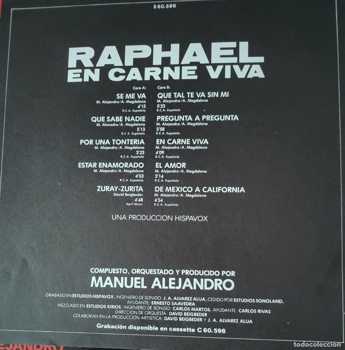 Discos de vinilo: Raphael Lp sello Hispavox editado en Espa&ntilde;a a&ntilde;o 1981... - Foto 2