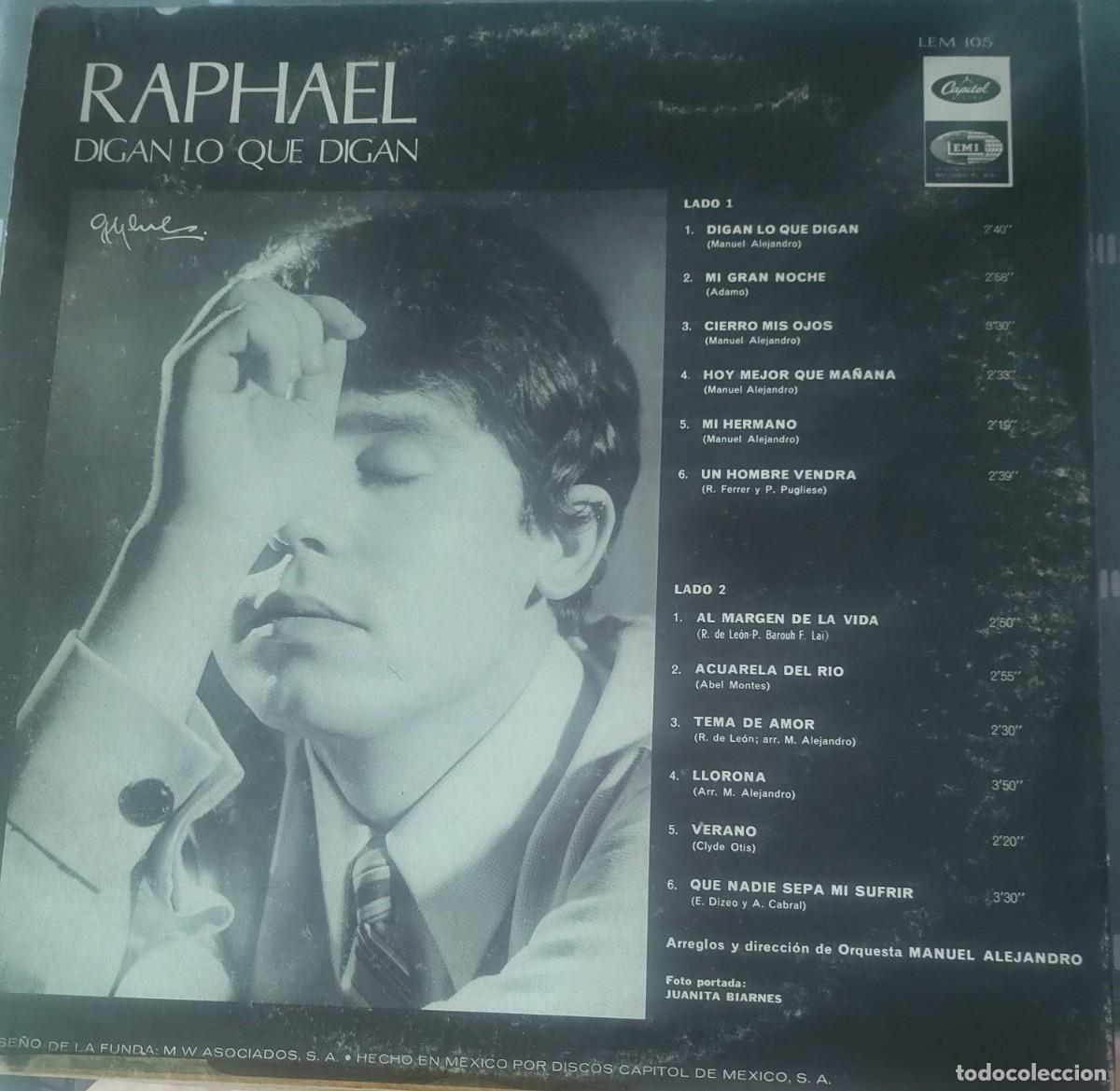 Discos de vinilo: Raphael Lp sello Capitol editado en M&eacute;xico... - Foto 2